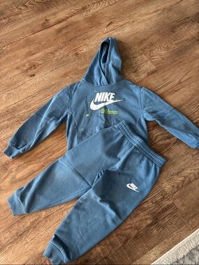 Nike Kids Blue Hoodie and Jogger Set with White Logo